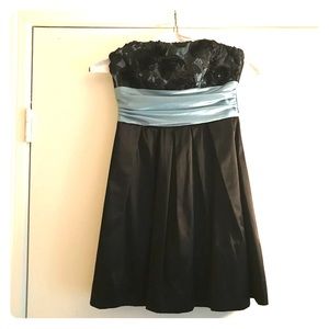 Xtraordinary Strapless Black & Blue Floral Dress